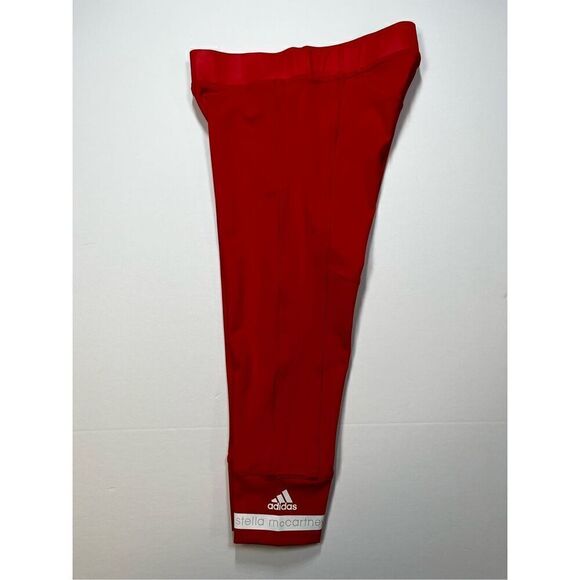 Adidas x Stella McCartney Red Crop Leggings Logos Climalite Size Extra Small EUC - Picture 1 of 11